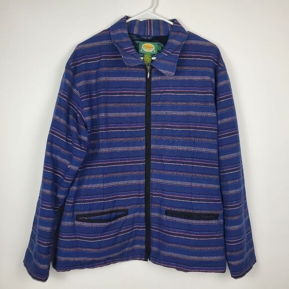 CABELAS Full Zip Up Striped Sweater Jacket Embroidered Colorful Collared Lined - Picture 1 of 6